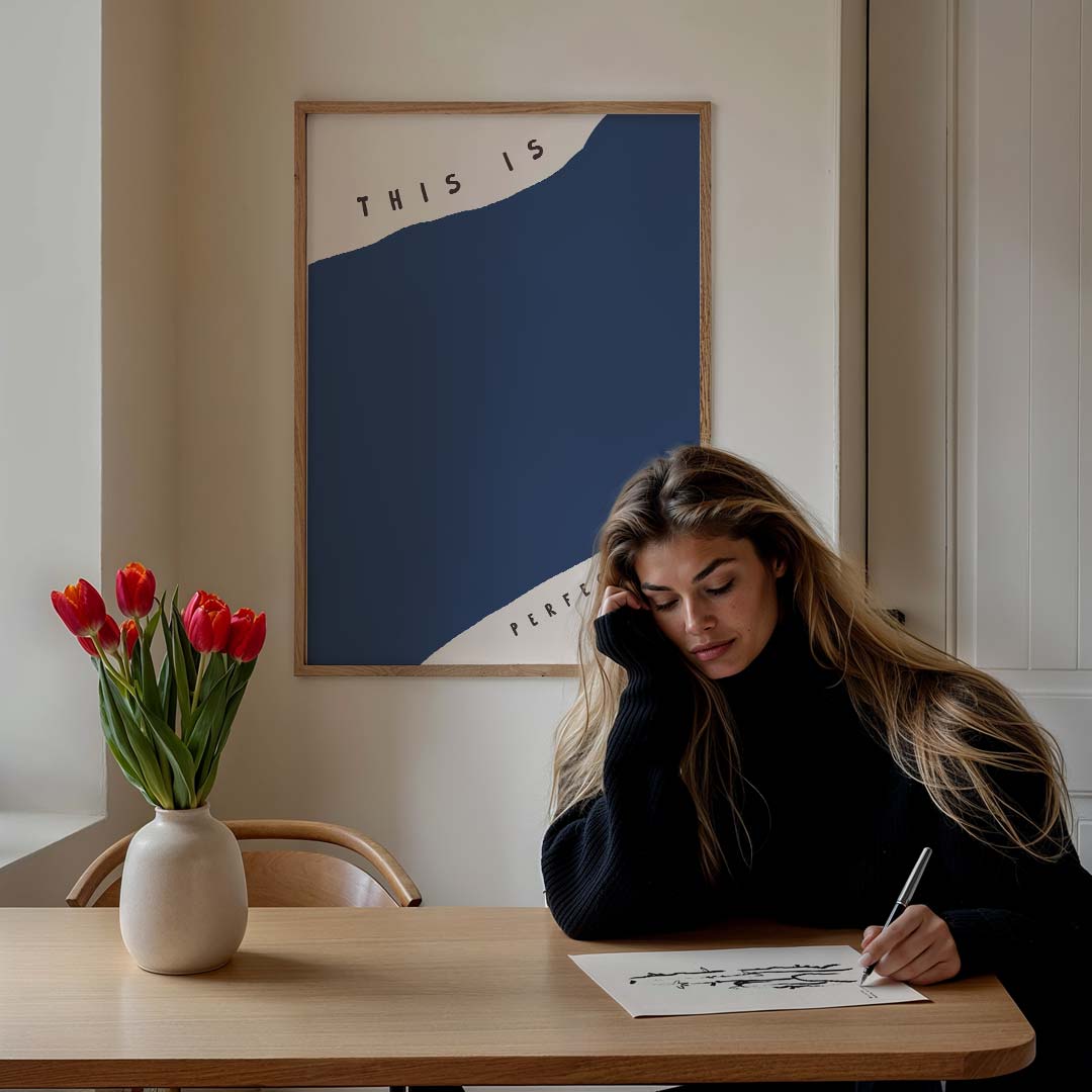 Perfectie – staande muurposter met tekst en typografie