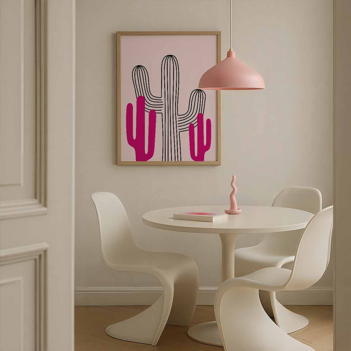Felgekleurde Cactus Illustratie – staande paas wanddecoratie van WallArtistic