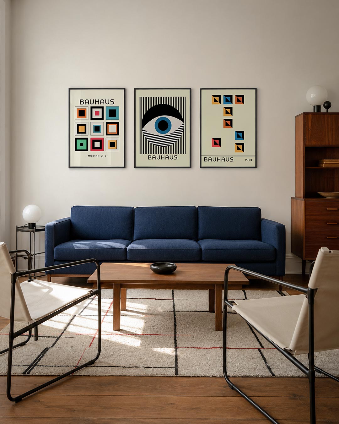 Kleurrijke vierkanten driedelige posterset – deze posterset in drie delen toont een speelse ordening van vierkanten in