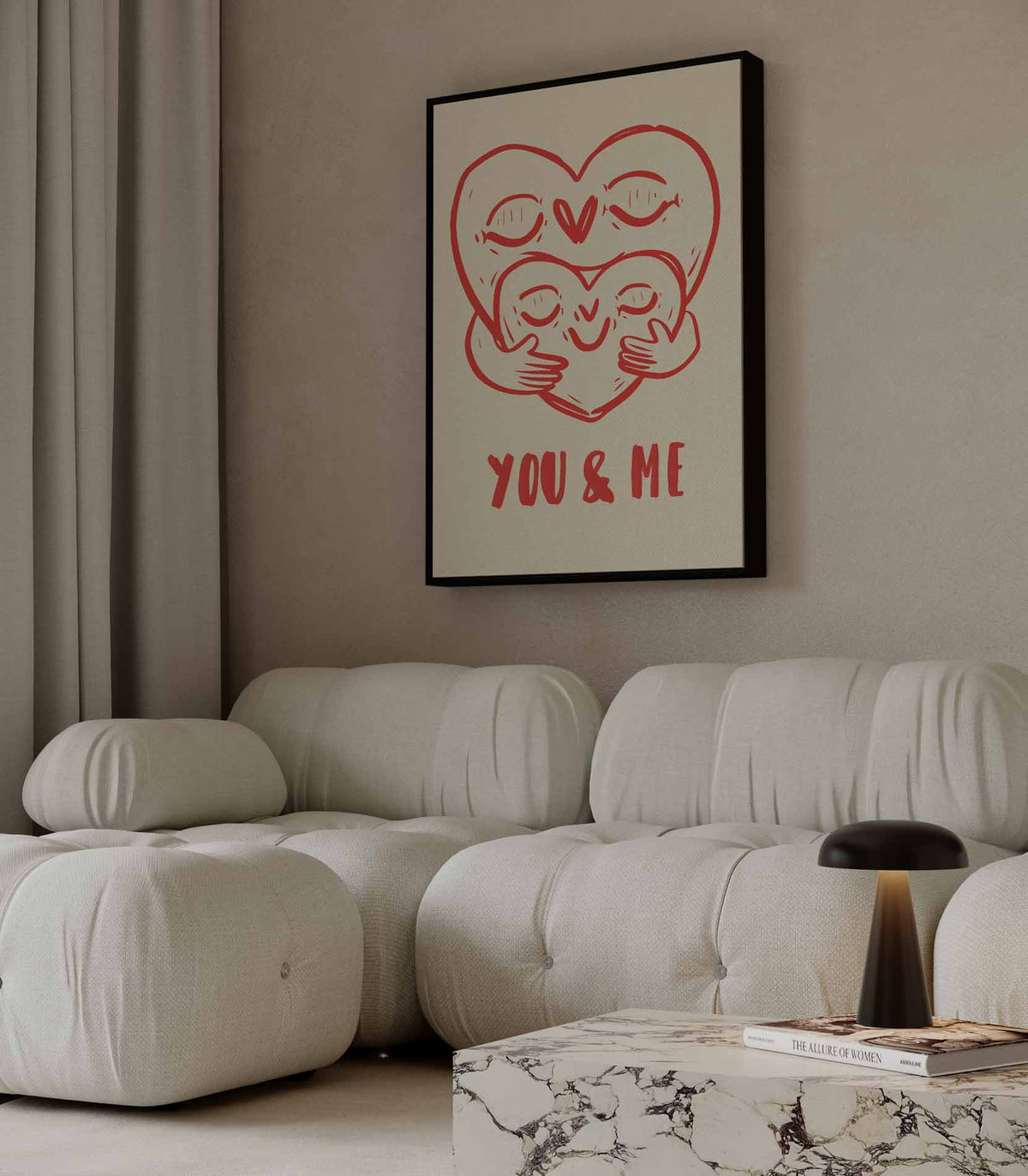 You & Me Knuffelharten – staande wandkunst voor woonkamer of interieur
