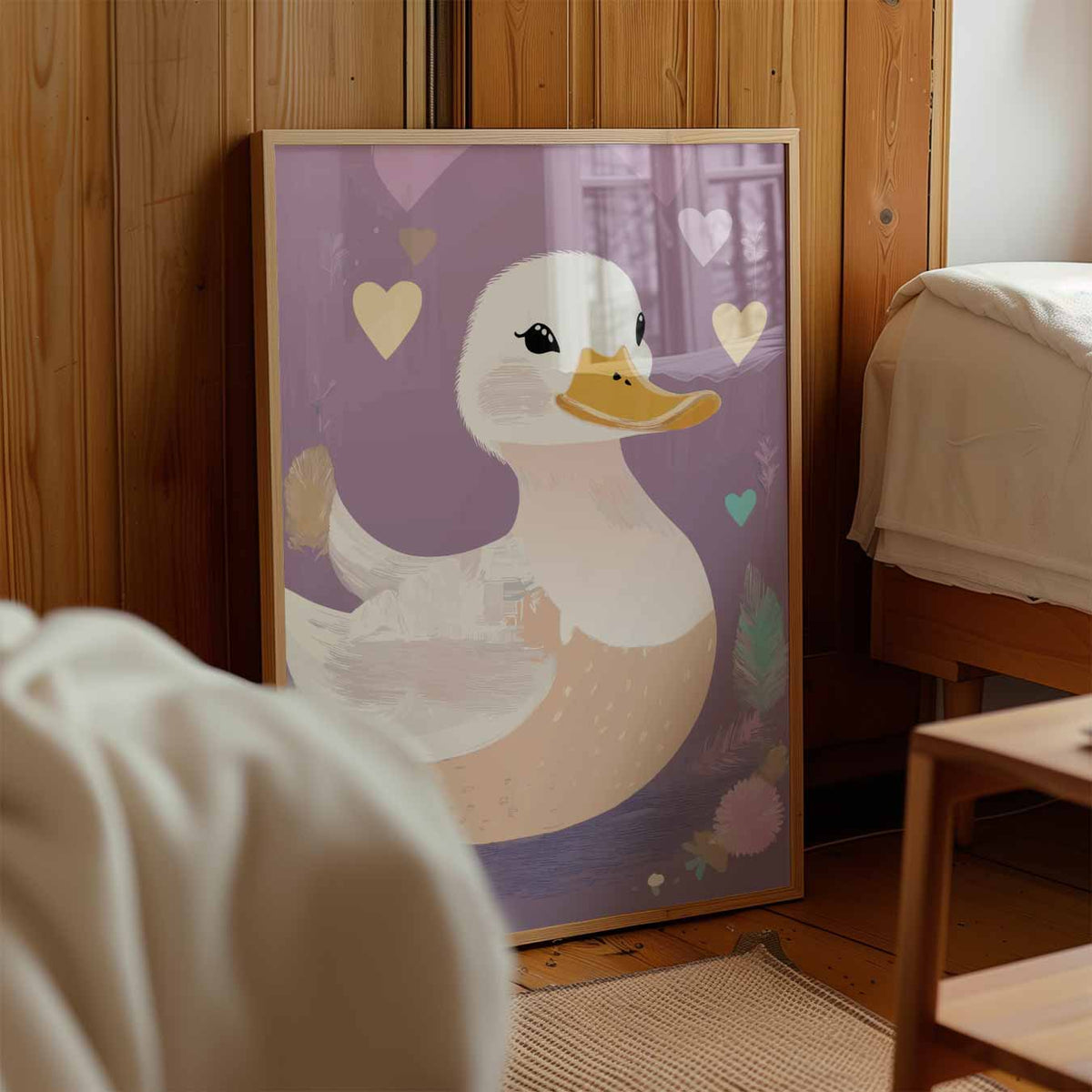 Schattige Eend Illustratie – kinderposter in staand formaat