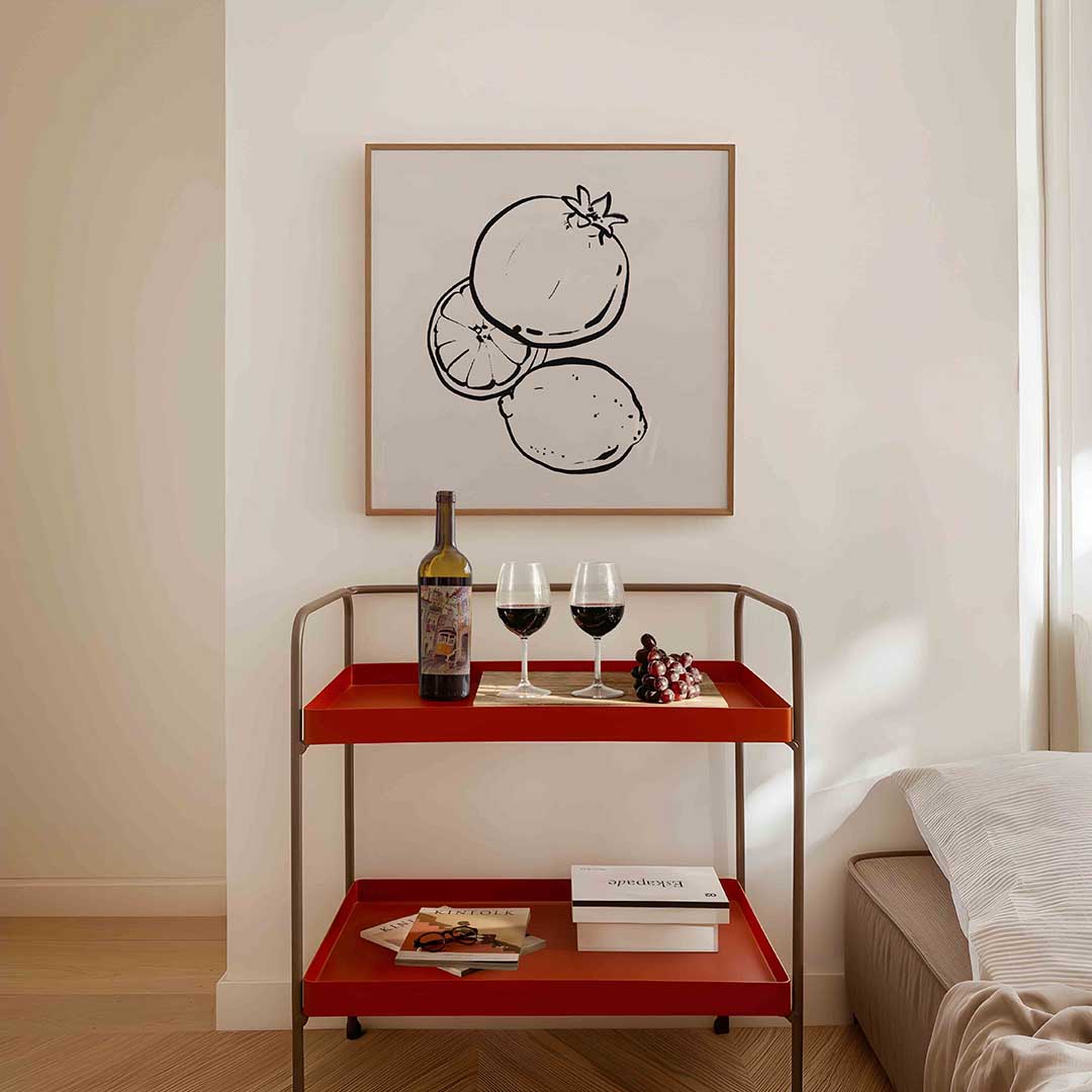 Fruit schets – vierkante keuken wanddecoratie van WallArtistic