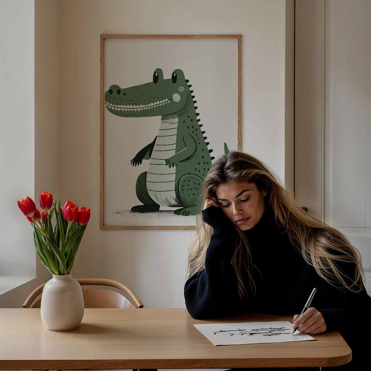 Speelse Krokodil Kinderkamer – staande muurposter voor de kinderkamer