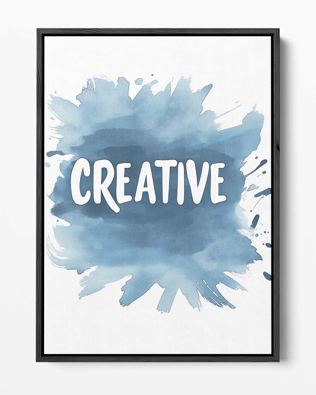 Creatieve Blauwe Verfspetters – portret kunstwerk als wanddecoratie