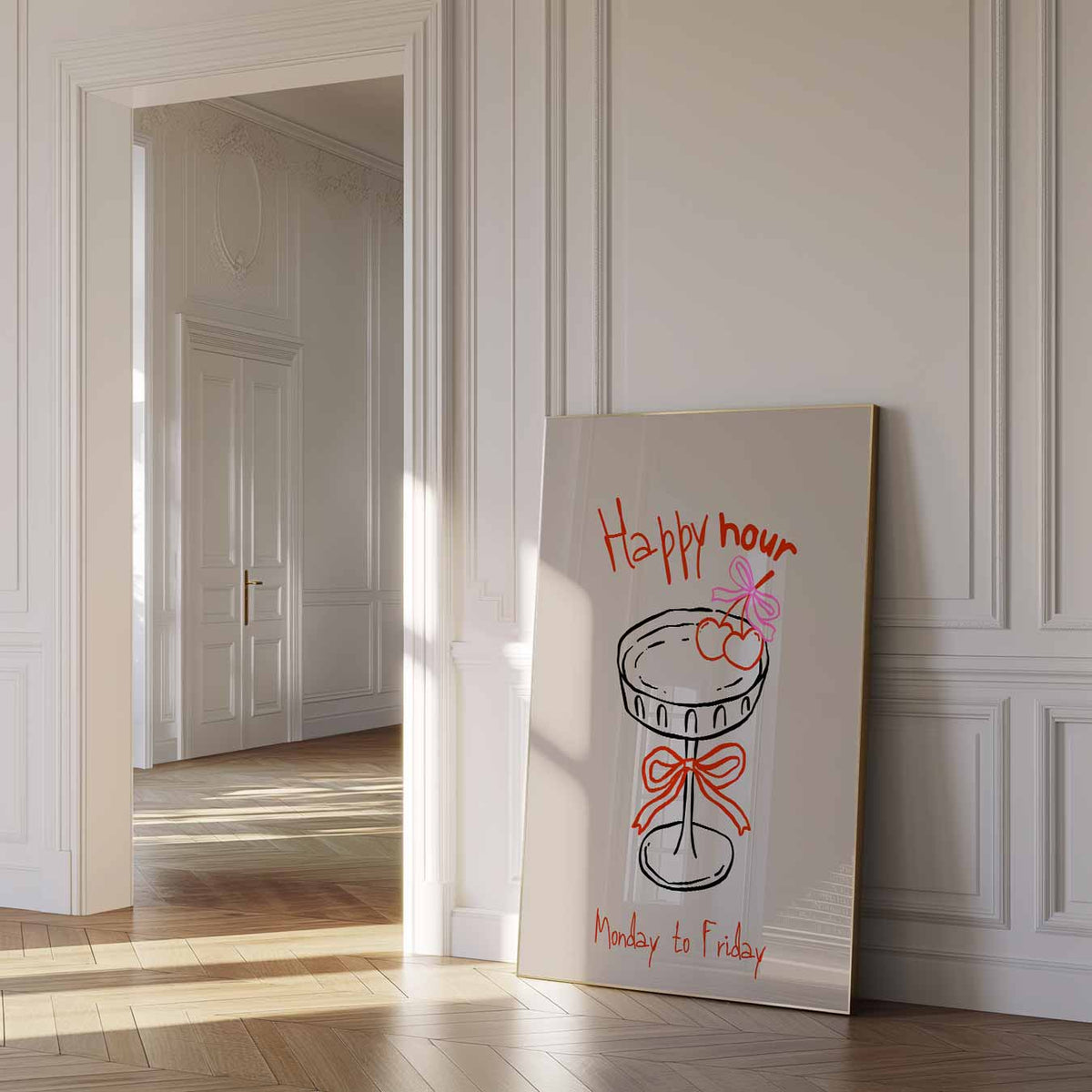 Happy Hour – zomer poster als frisse staande wanddecoratie