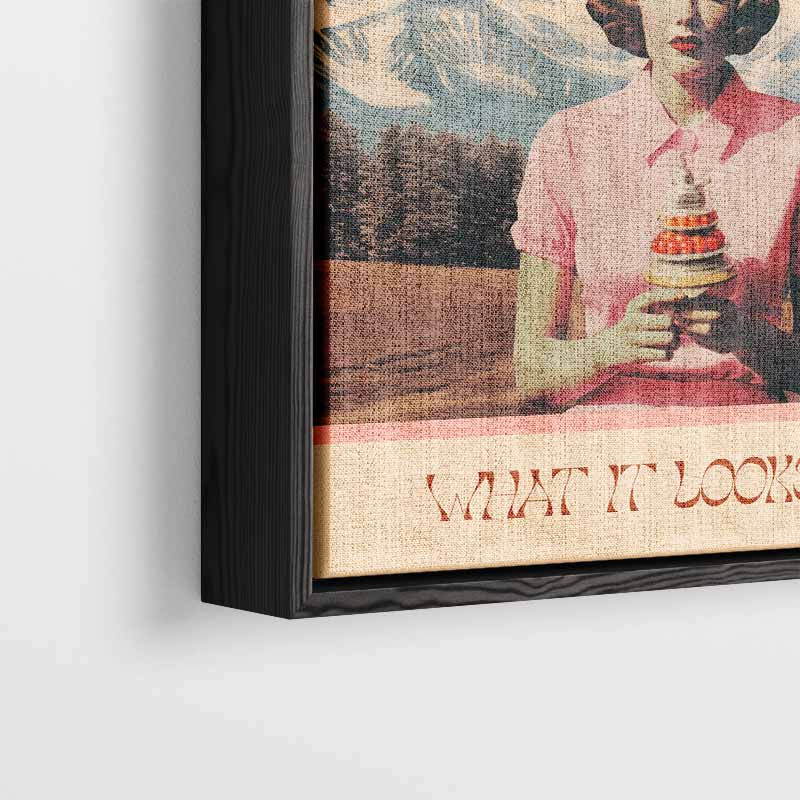 Surrealistische Dame met IJs – plexiglas wanddecoratie in portret formaat