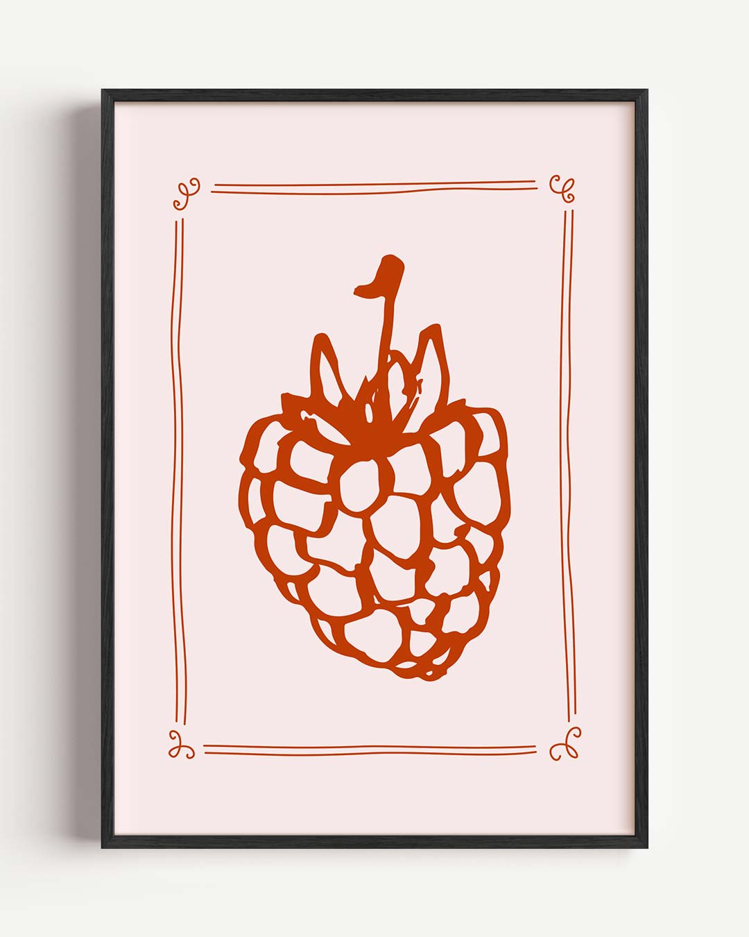 Retro Framboos Illustratie – keuken portret poster als wanddecoratie