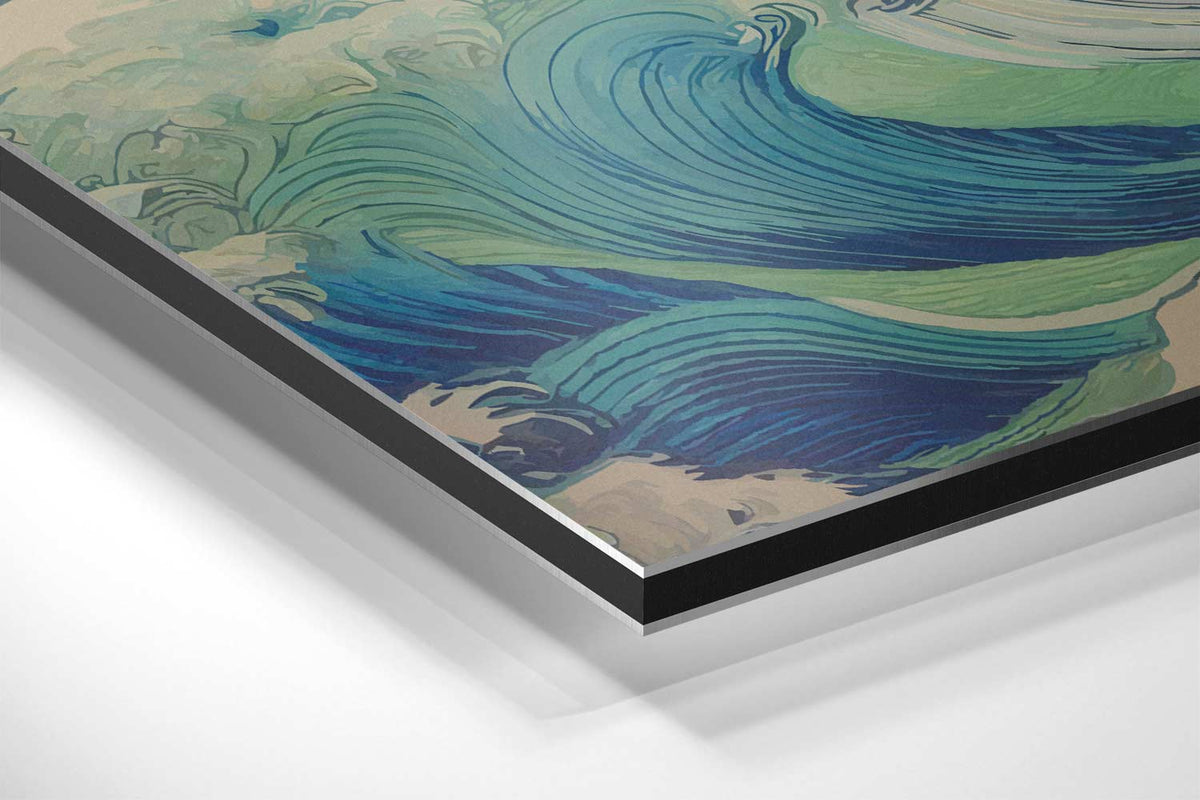 Golvende Blauwe Zee – canvas kunstwerk als wanddecoratie