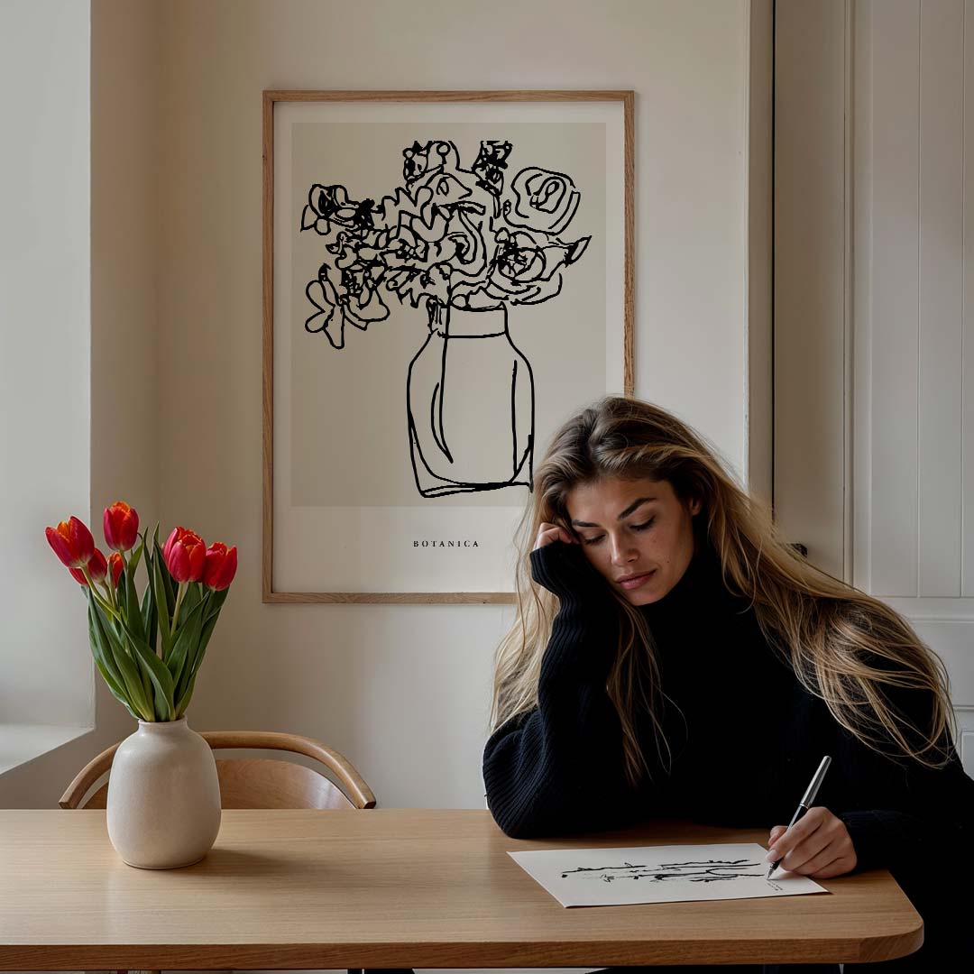 Botanische Bloemenvazen – culinaire wandkunst als portret poster