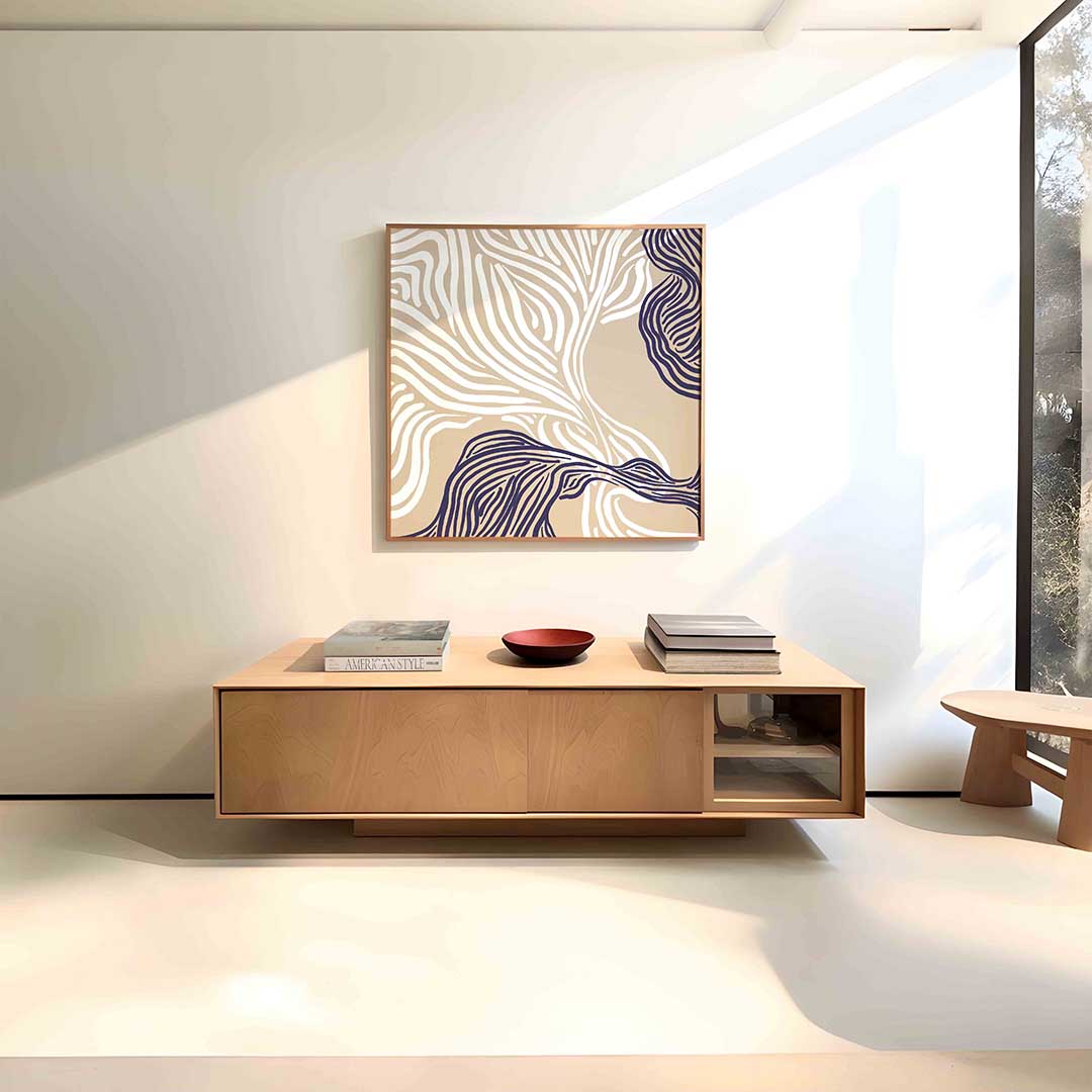 Golvende lijnen – vierkante abstracte wanddecoratie van WallArtistic