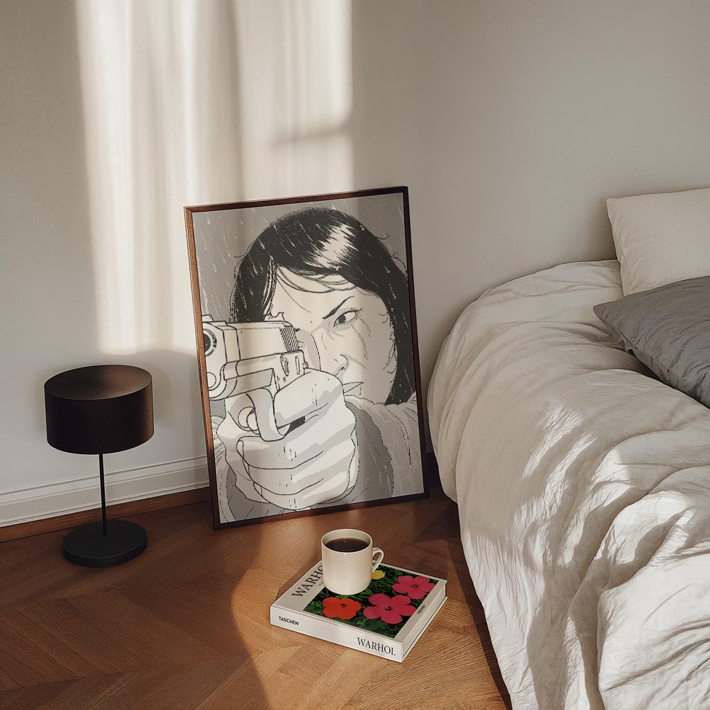 Stoere Vrouw in Actie – staande zomer wanddecoratie van WallArtistic