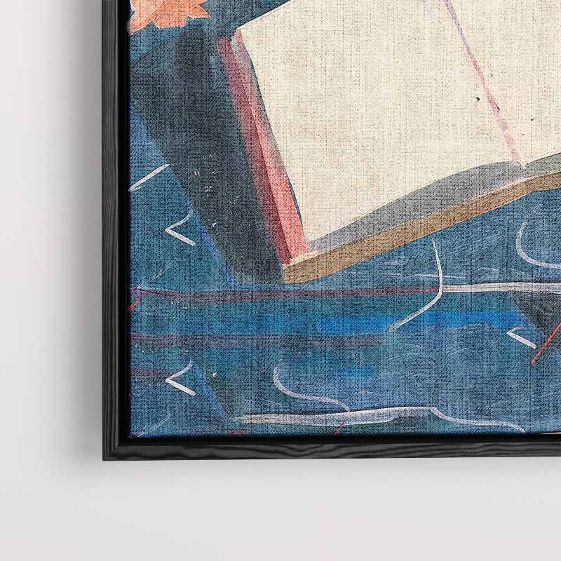 Stilleven met Bloemen en Boek – staand kunstwerk voor modern interieur