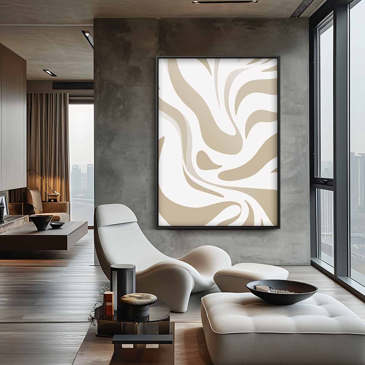 Golvend Zandpatroon – canvas wanddecoratie in portret formaat