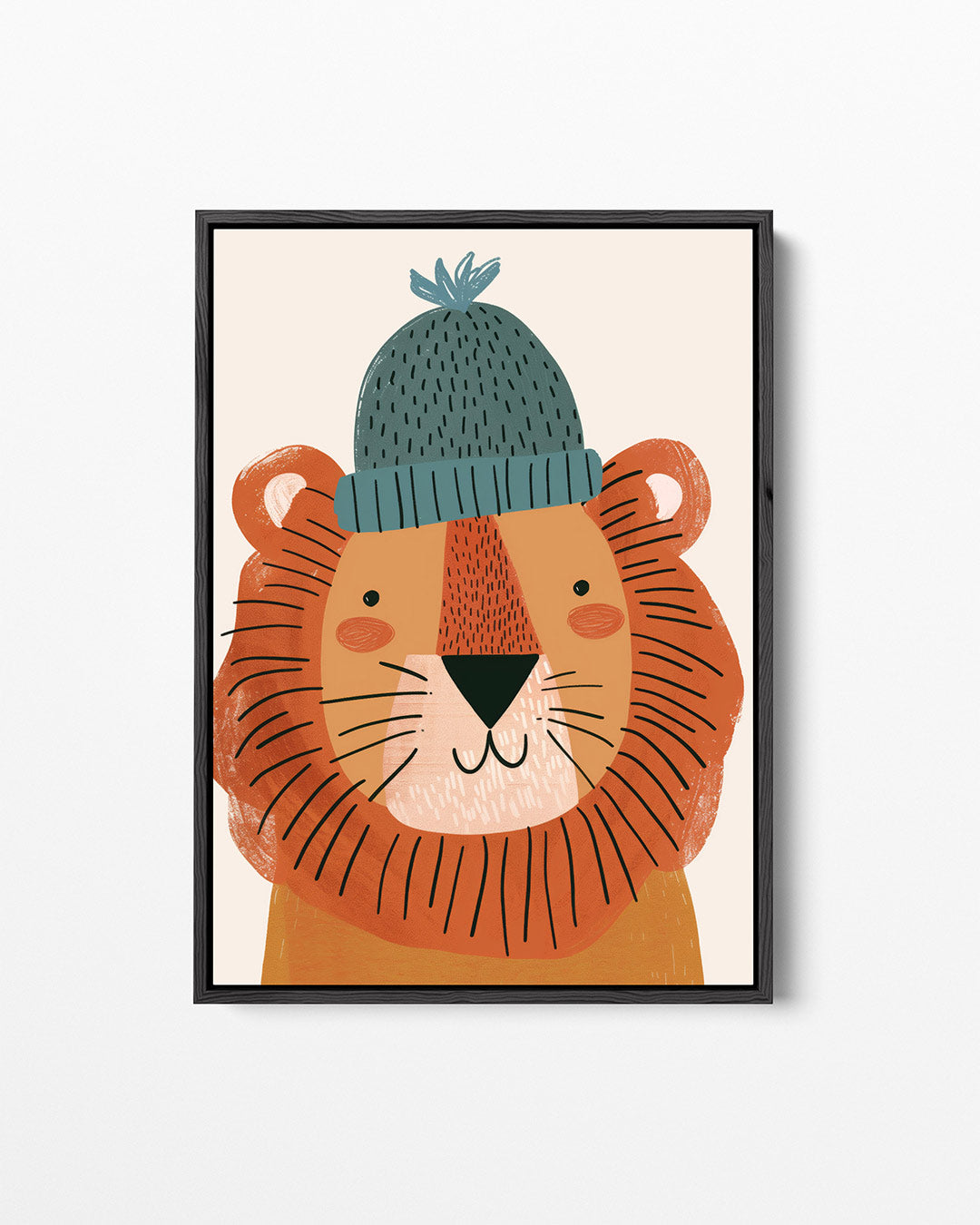 Speelse leeuw illustratie – staand wanddecoratie kunstwerk