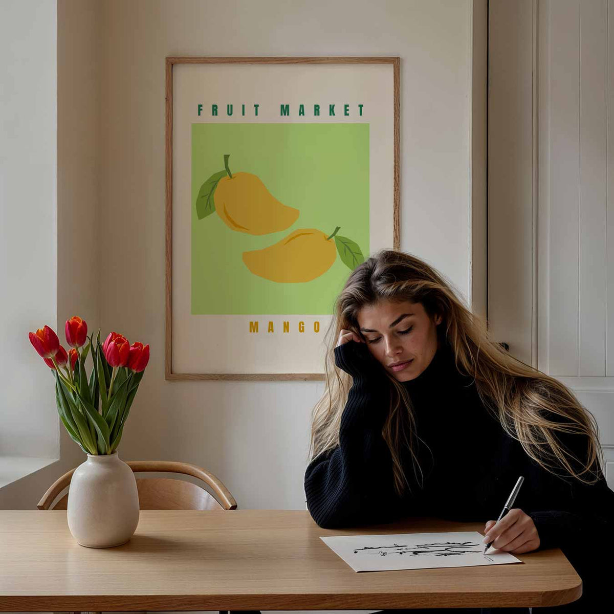 Fruitige Mango Markt – keuken poster als sfeervolle staande wanddecoratie