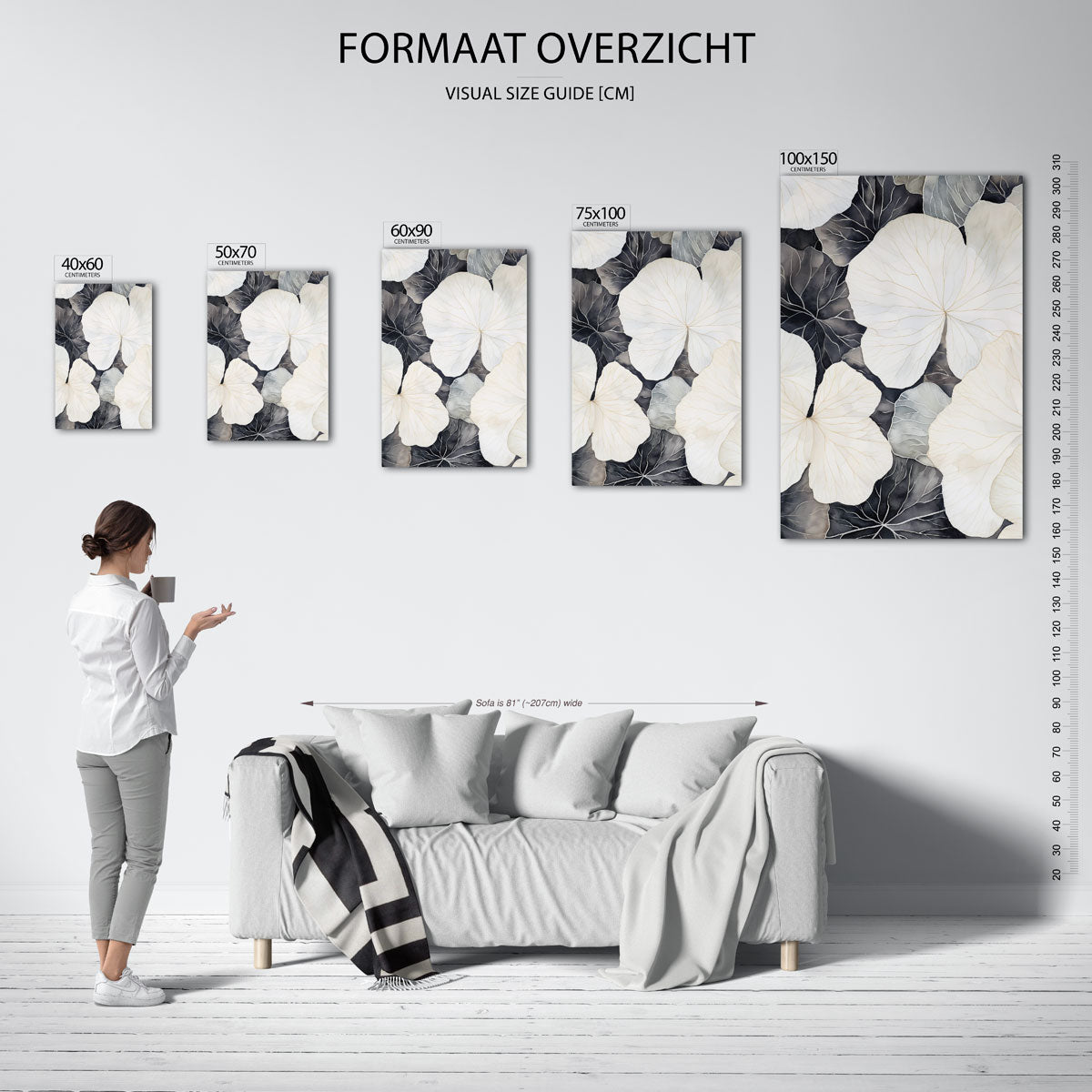 Organische bladvormen – staand wanddecoratie kunstwerk