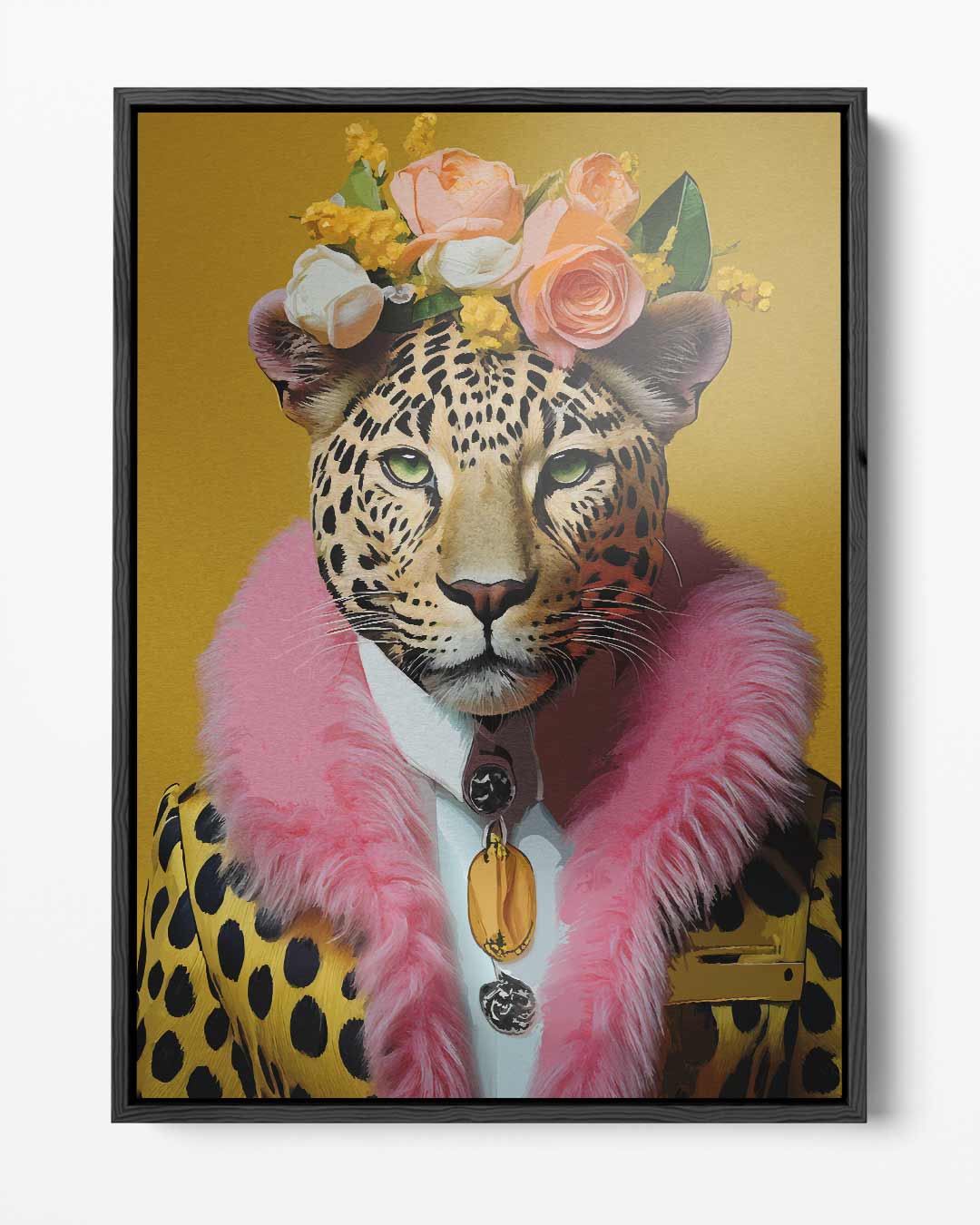 Opera d'arte alla moda con ritratto di leopardo