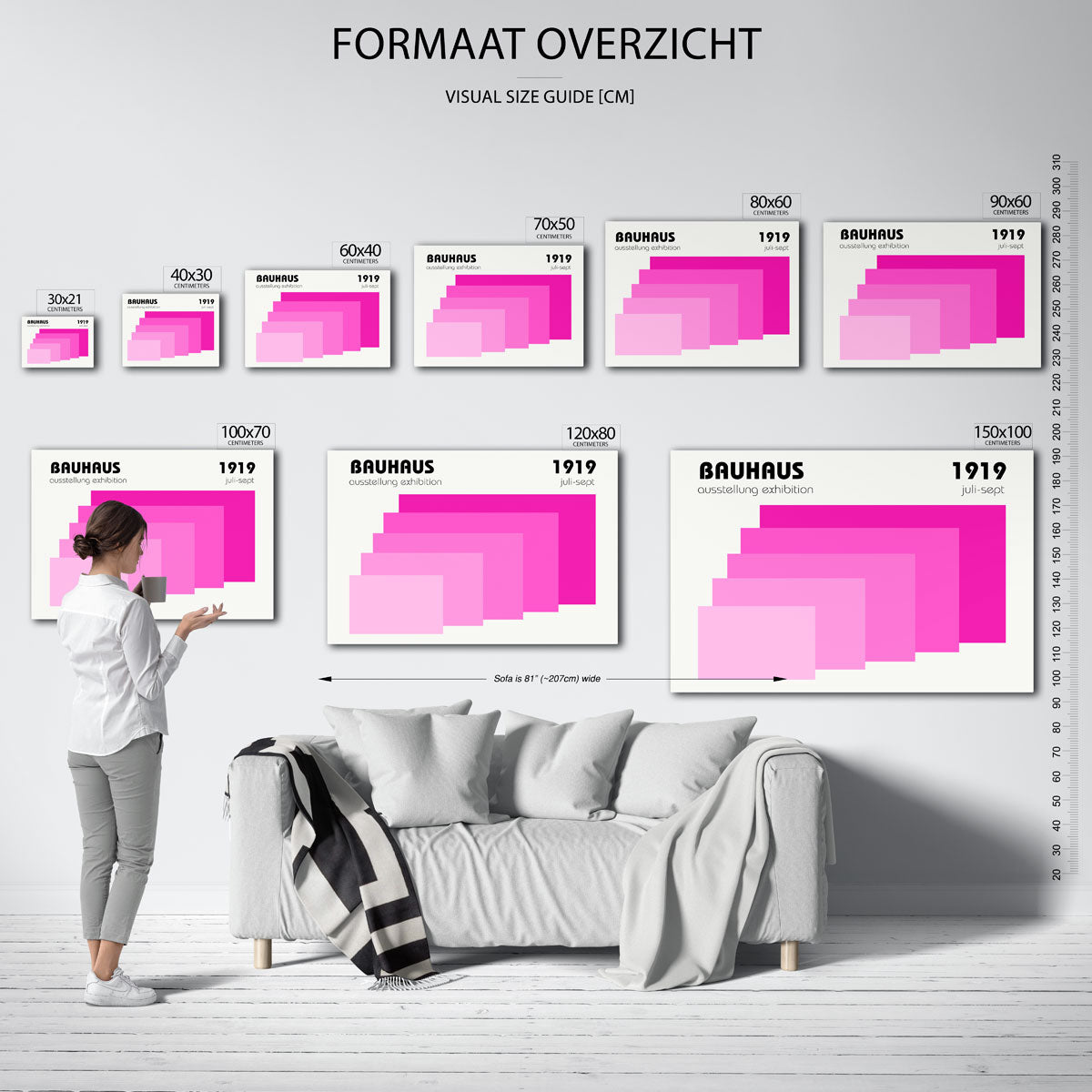 Vormritme en kleur – geometrische poster in Bauhaus-stijl van WallArtistic