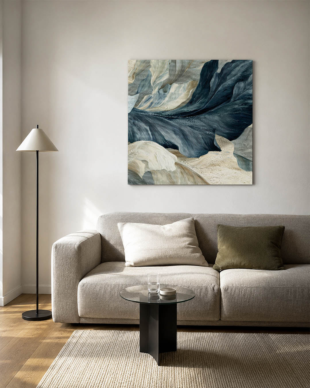 Vloeiende natuurlijke vormen kunstwerk – vierkante wanddecoratie – dit kunstwerk toont vloeiende lijnen en zachte golven in
