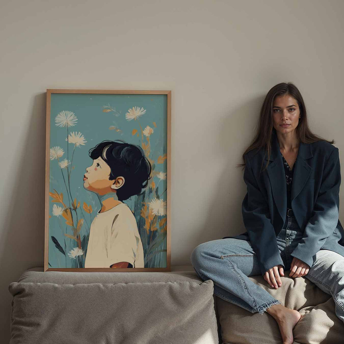 Dromerige Bloemen Jongensposter – Streetart wandkunst als portret poster