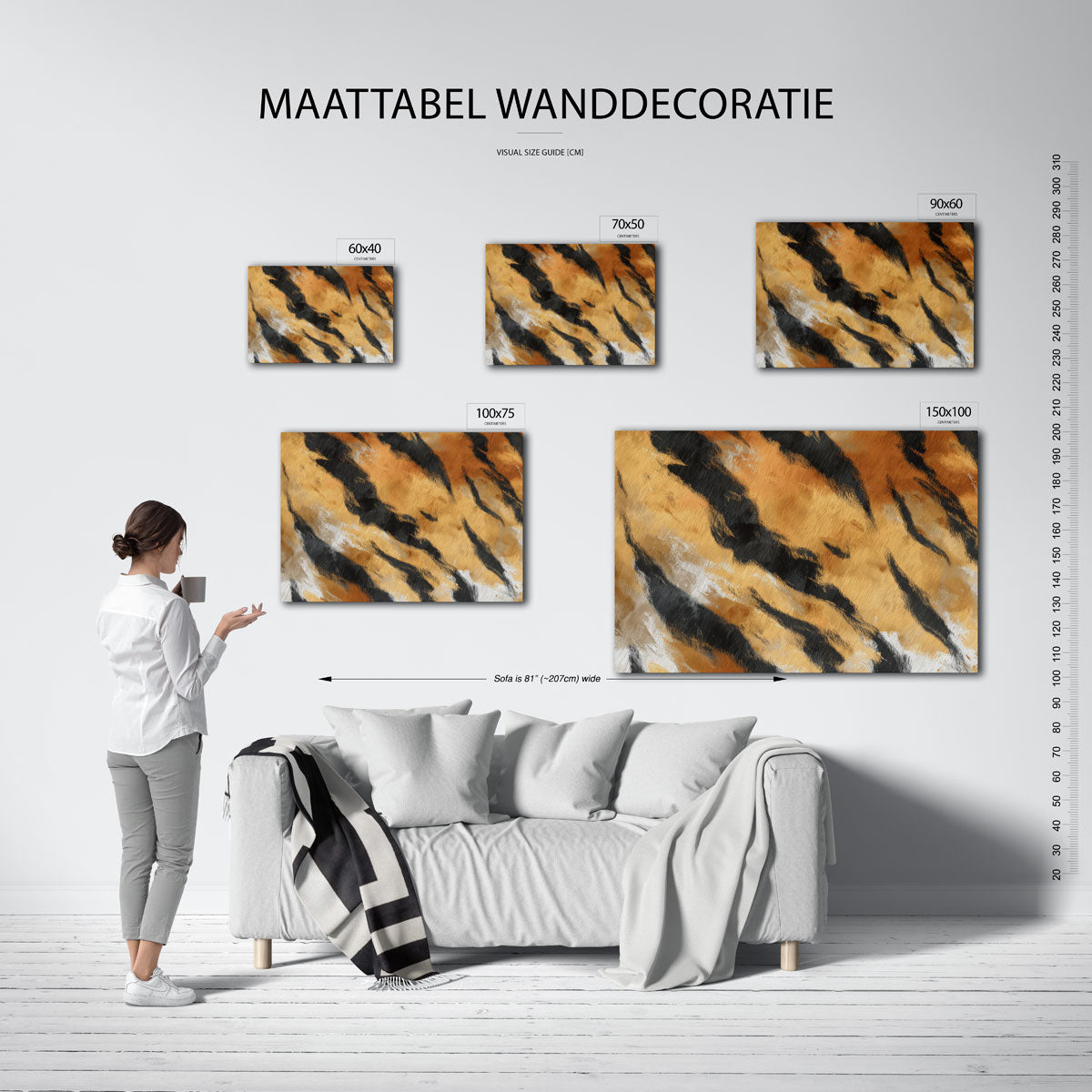 Dynamische strepen – kunstwerk op canvas, dibond of plexiglas