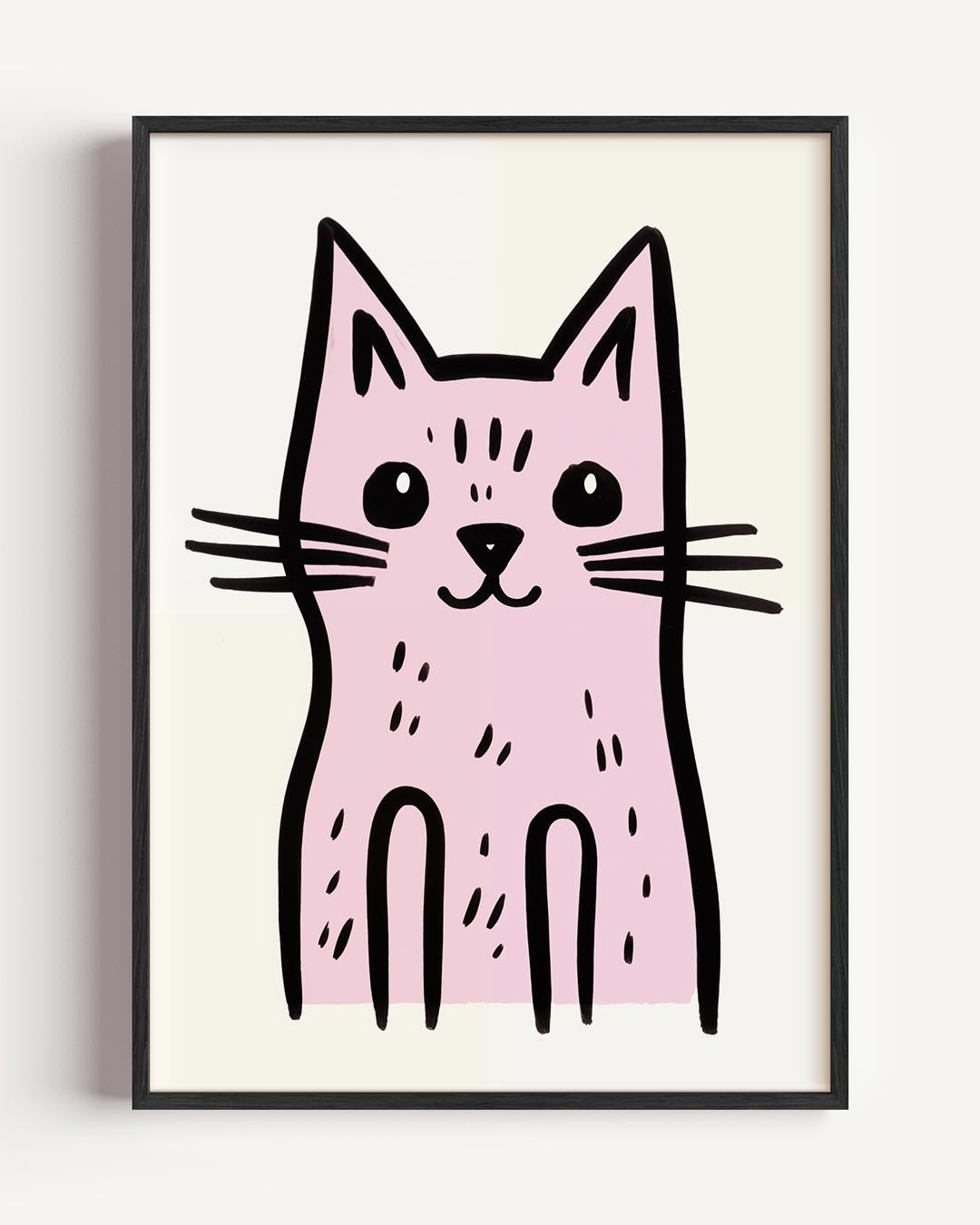 Schattige Roze Kattenposter – kids portret poster als wanddecoratie