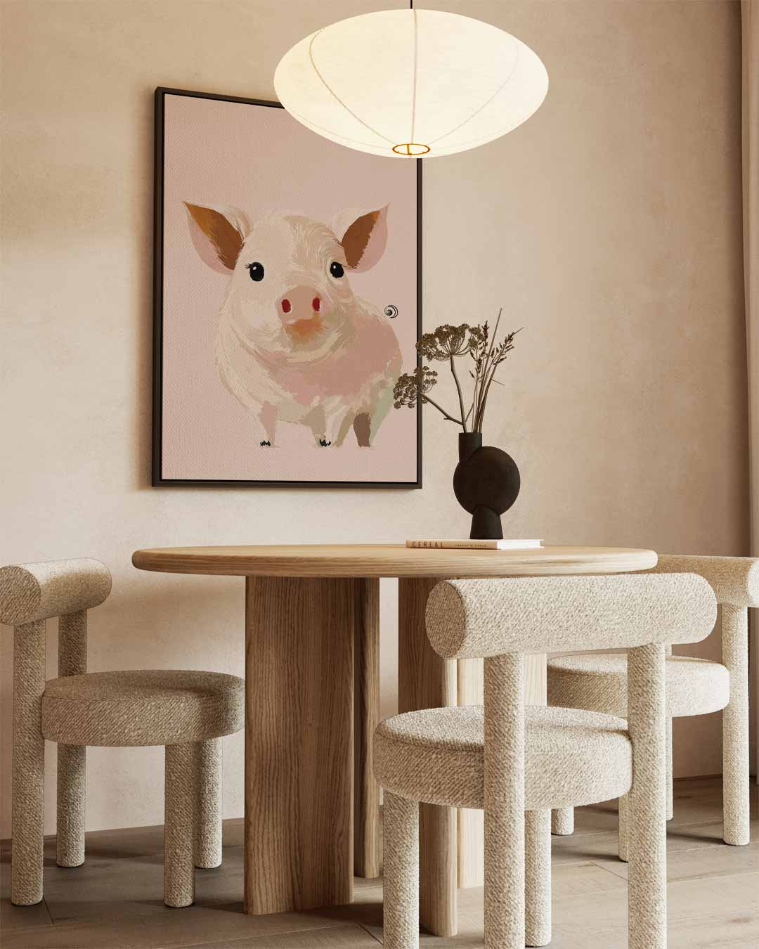 Schattig Varkentje Portret – staand kunstwerk voor modern interieur