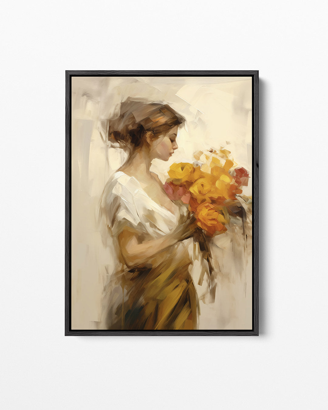 Vrouw met bloemen – staand wanddecoratie kunstwerk