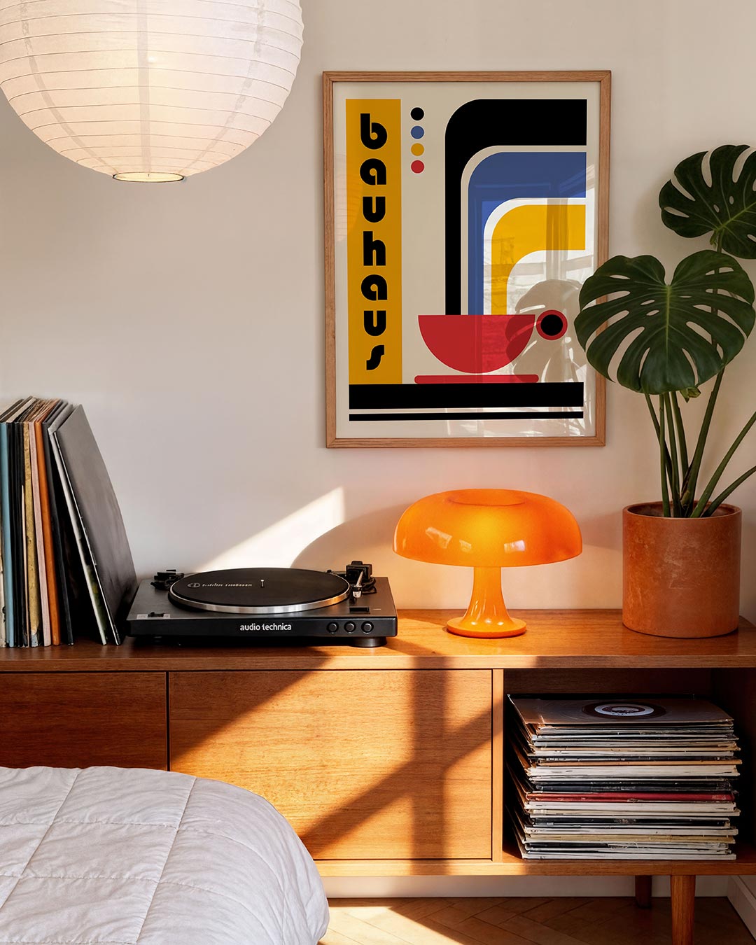 Kleurvlakken en lijnen – moderne Bauhaus wandkunst als poster