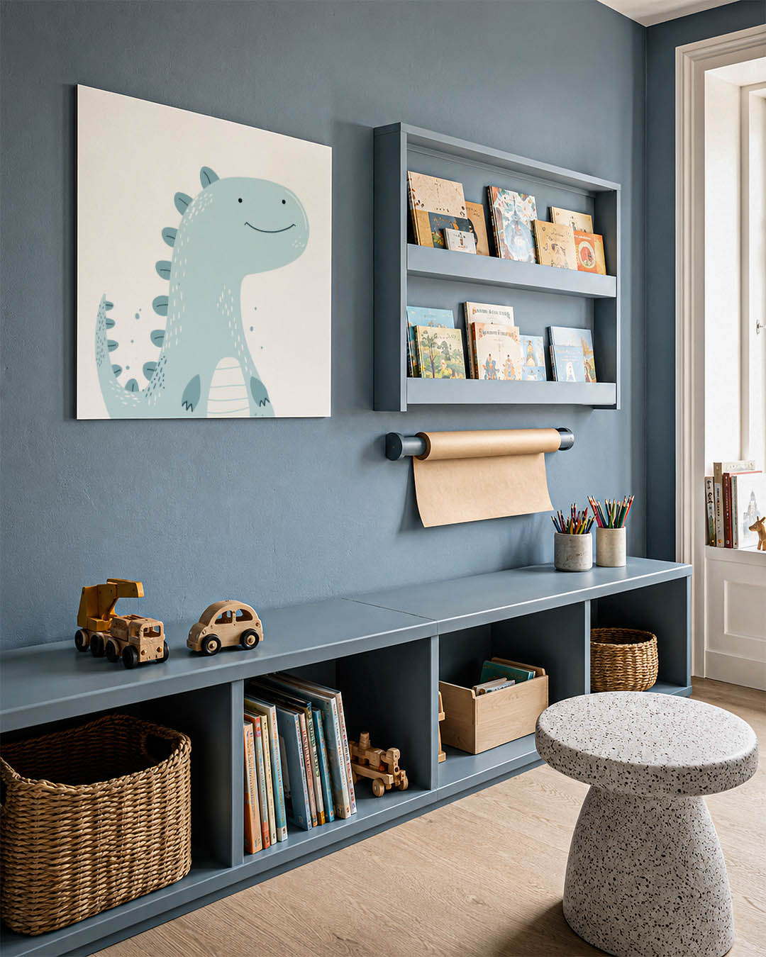 Vrolijke dinosaurus illustratie kunstwerk – detailweergave – dit kunstwerk toont een schattige dinosaurus met een glimlach