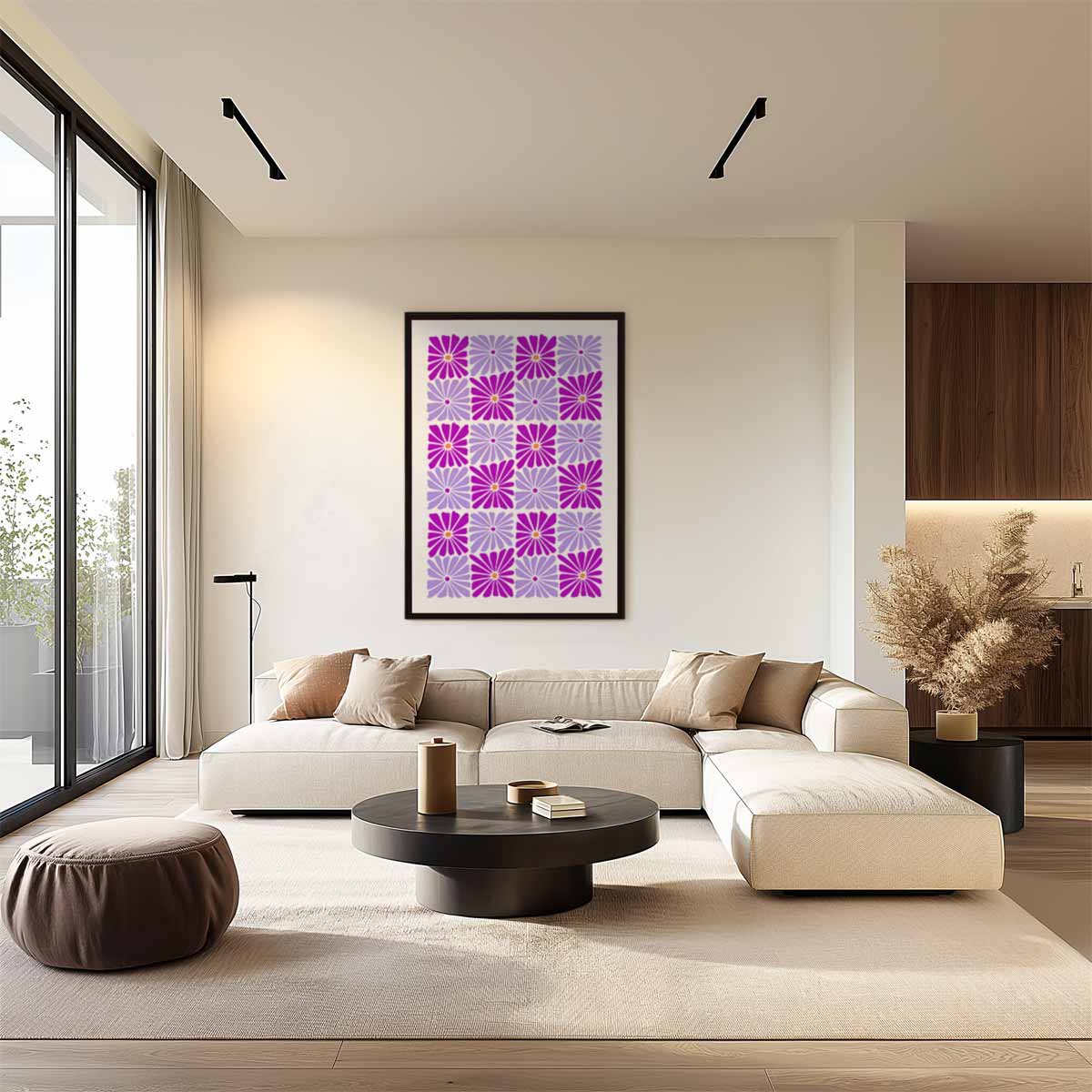 Bloemenpracht in Paars – staand kunstwerk voor modern interieur
