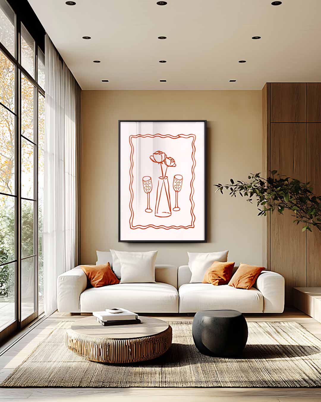 Bloemen en Hartjes – plexiglas wanddecoratie in portret formaat