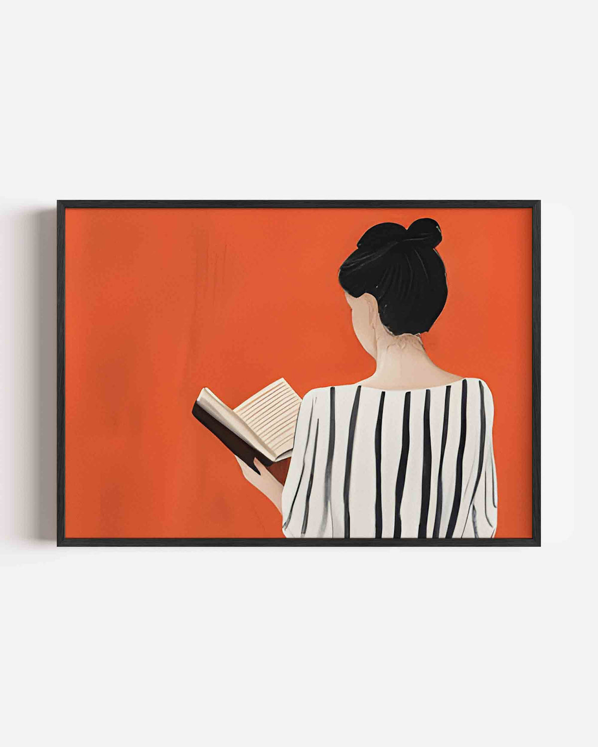 Vrouw met boek – hedendaagse illustratie poster in landscape formaat