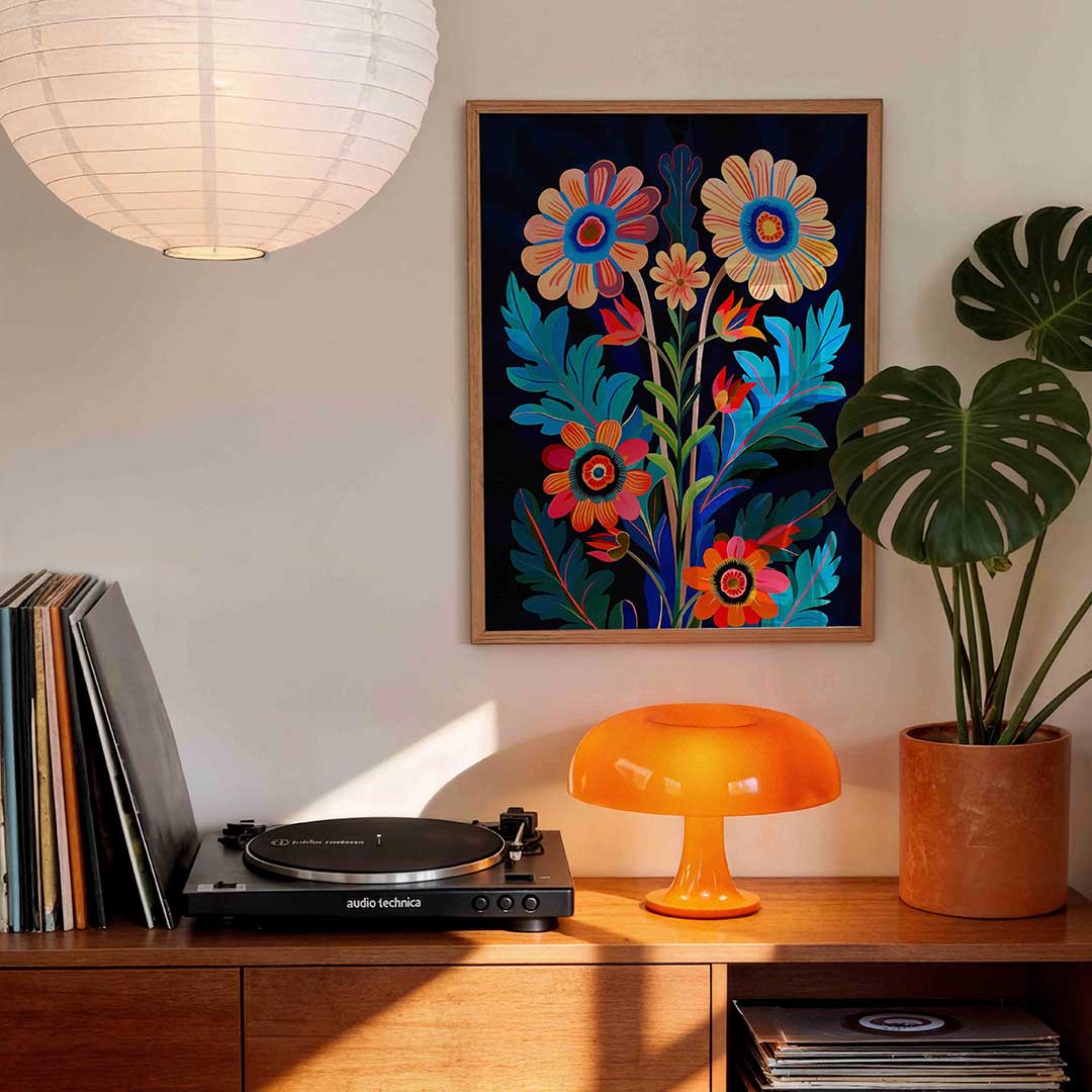 Bloemen en bladeren – staande kleurrijke wanddecoratie van WallArtistic