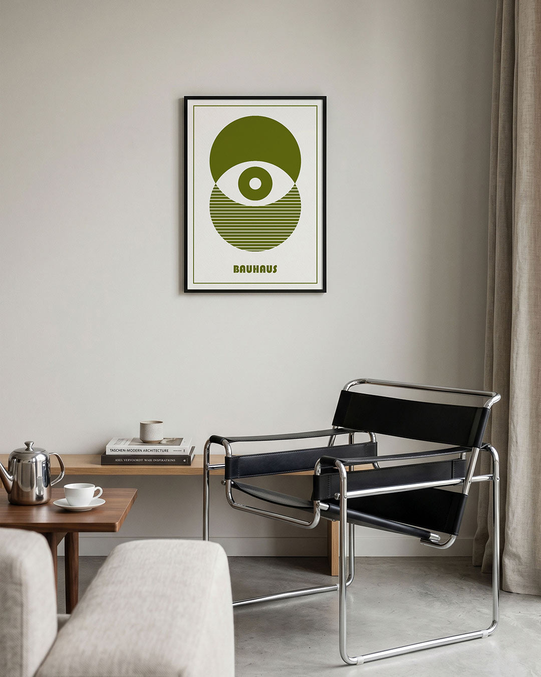Cirkel en strepen – geometrische Bauhaus poster in staand formaat
