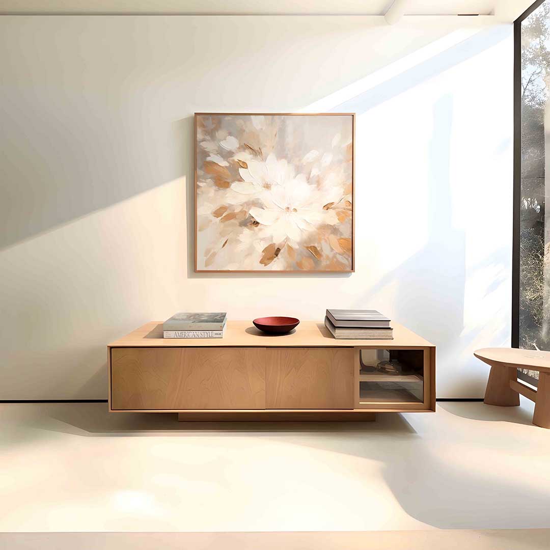 Bloemen en bladeren – vierkante abstracte wanddecoratie van WallArtistic
