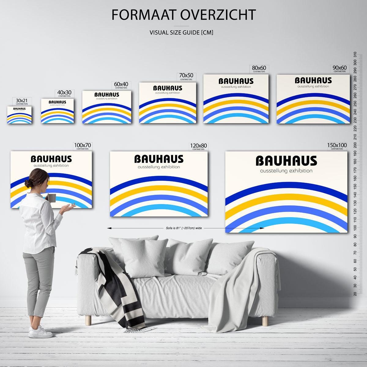 Kleurvolle booglijnen – geometrische poster in Bauhaus-stijl van WallArtistic