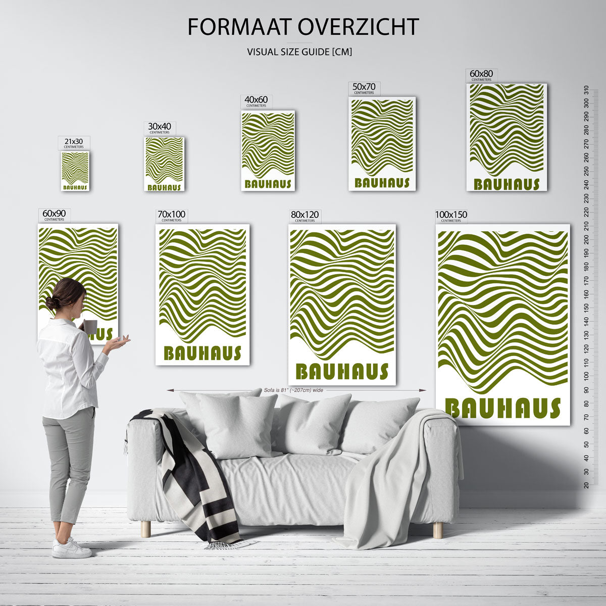 Golvend lijnenspel – Bauhaus poster als moderne geometrische wanddecoratie