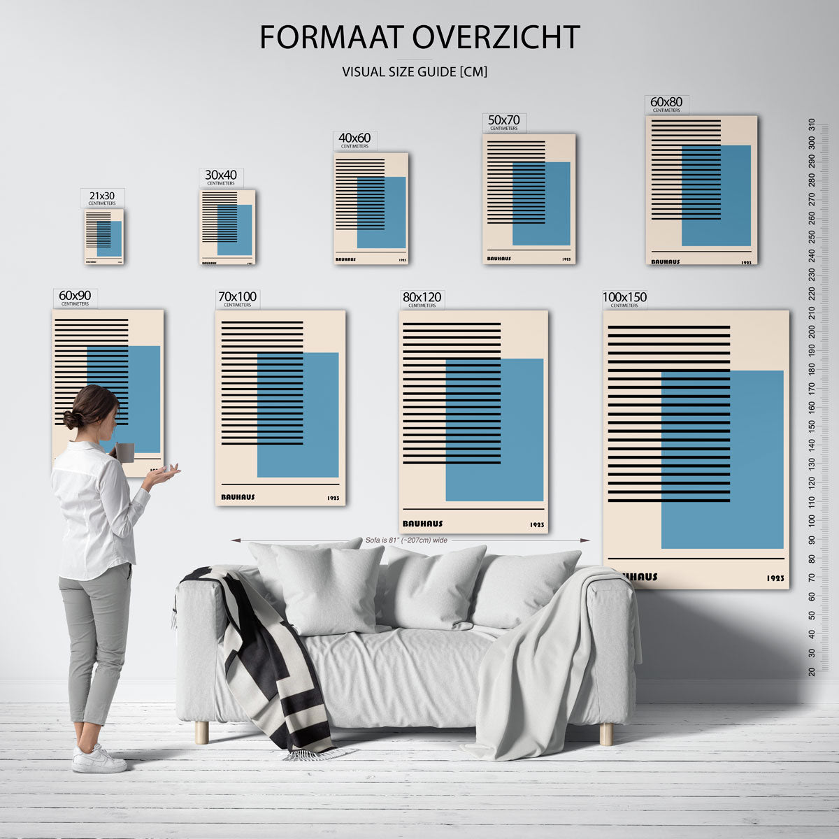 Lijnen en vlakken – geometrische poster in Bauhaus-stijl van WallArtistic