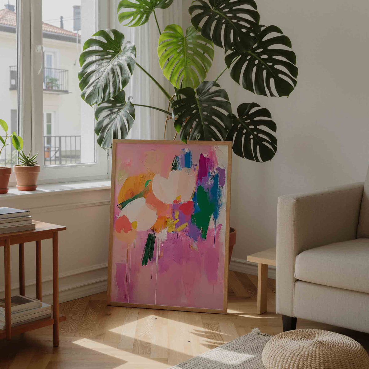 Bloemen en kleuren – moderne illustratie als portret poster