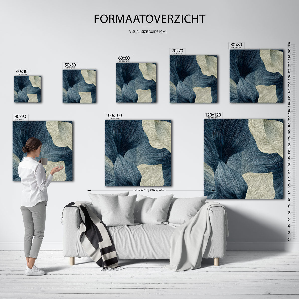 Bladvormen en lijnen – vierkante muurposter met abstracte vormen