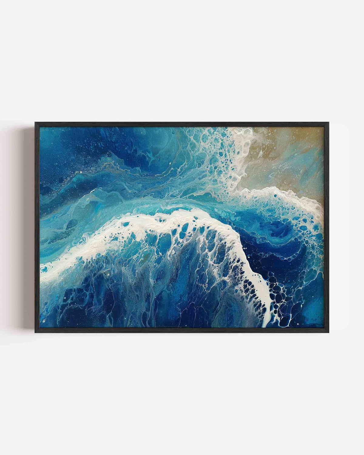 Golvende blauwe zee – abstracte landscape poster als wanddecoratie