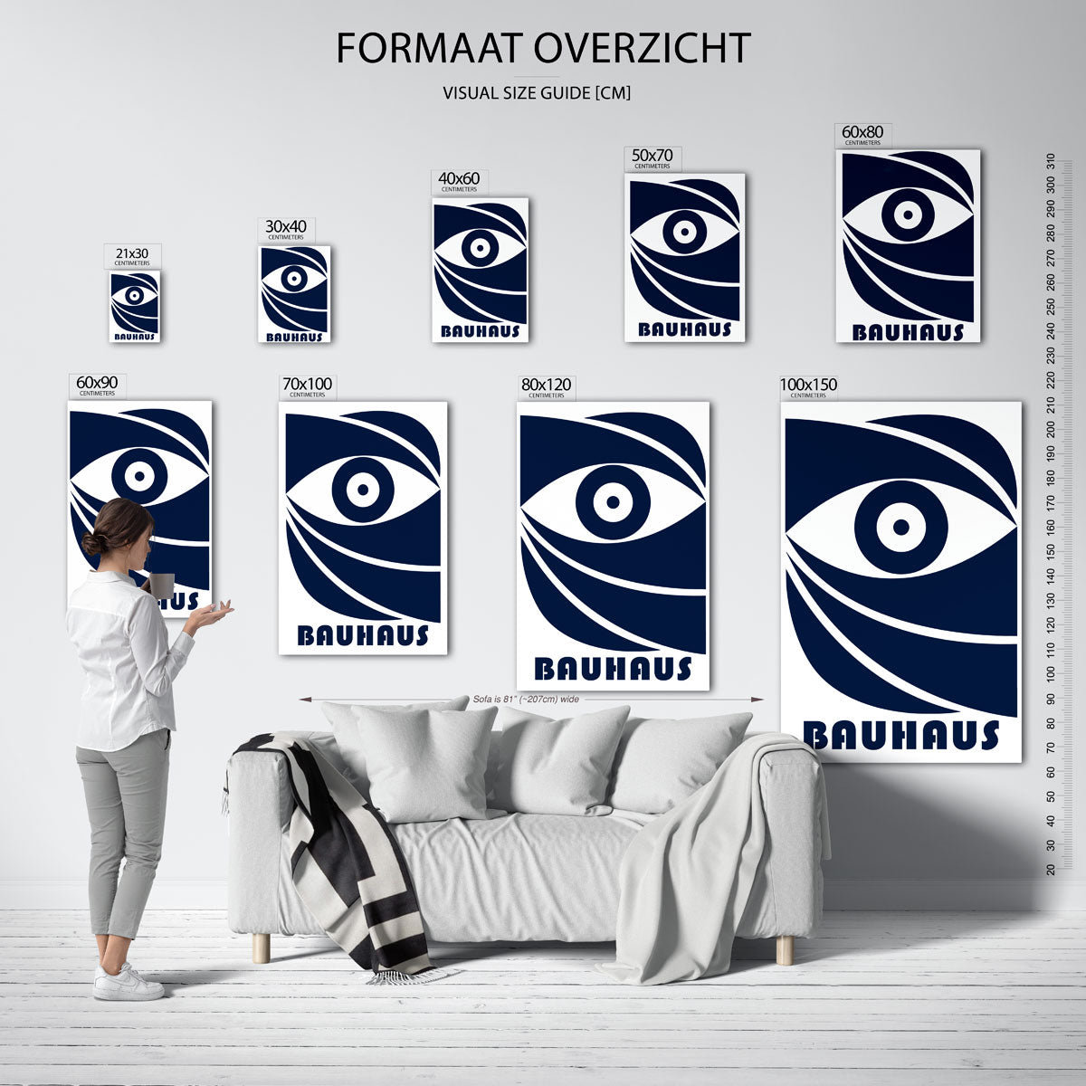 Oog en lijnen – geometrische poster in Bauhaus-stijl van WallArtistic