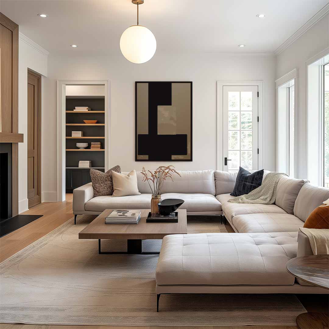 Abstract Bruin Contrast – staand kunstwerk voor modern interieur