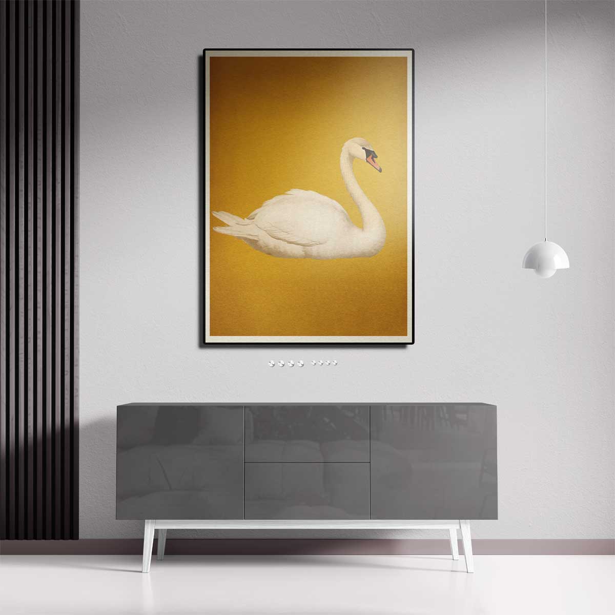 Sierlijke Zwaan op Gouden Achtergrond – canvas kunstwerk als wanddecoratie