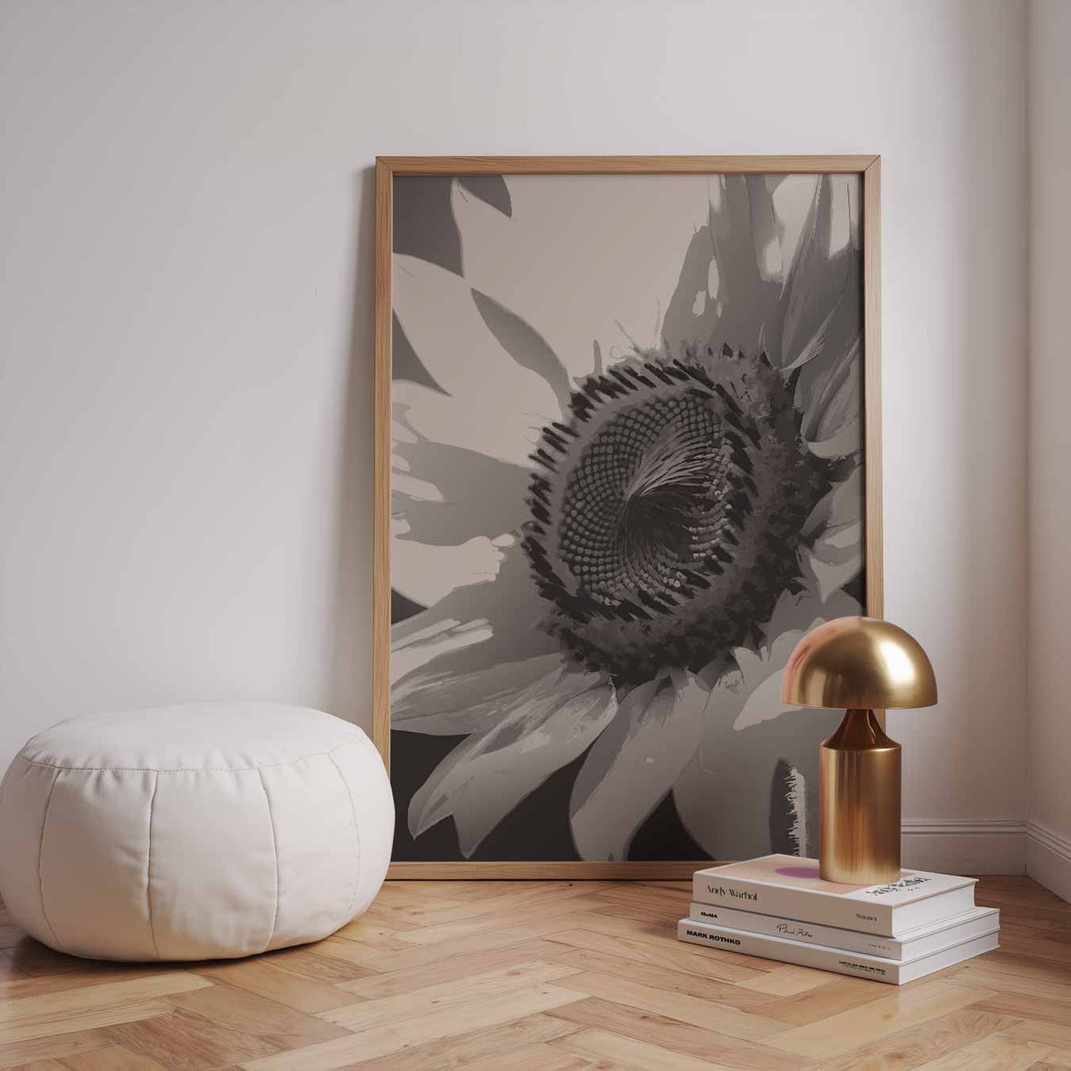 Stijlvolle Zonnebloem Print – staande kleurrijke abstracte wanddecoratie van WallArtistic