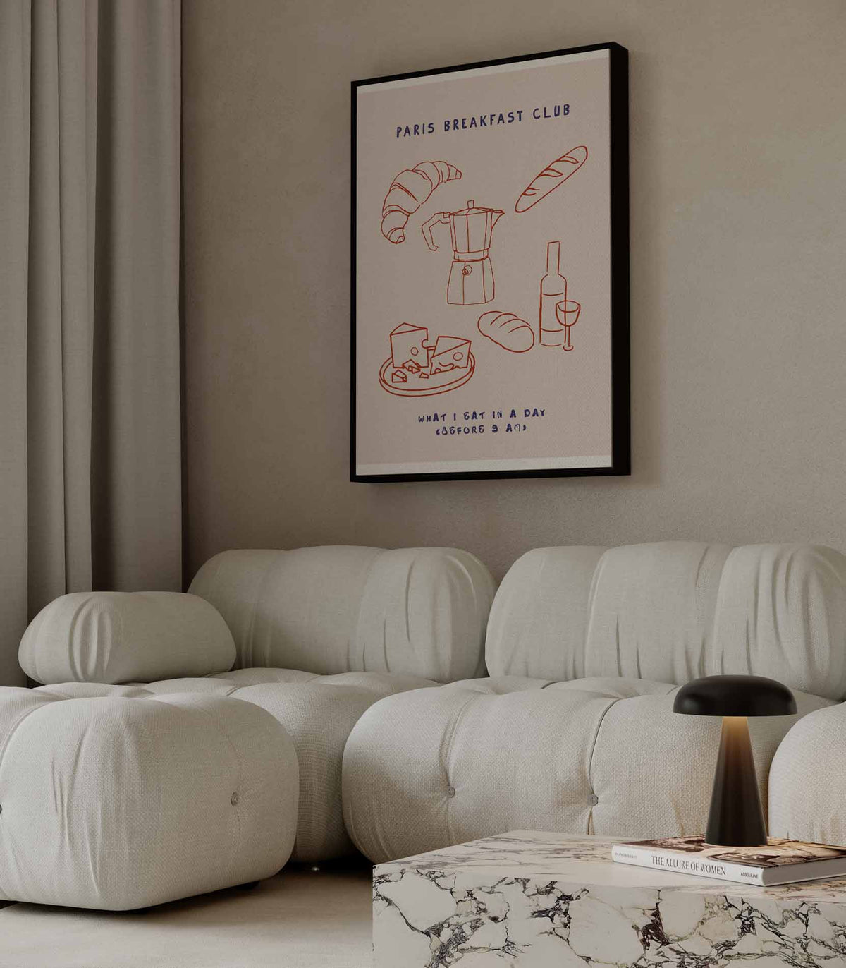Parijs Ontbijtclub Poster – portret wandkunst van WallArtistic