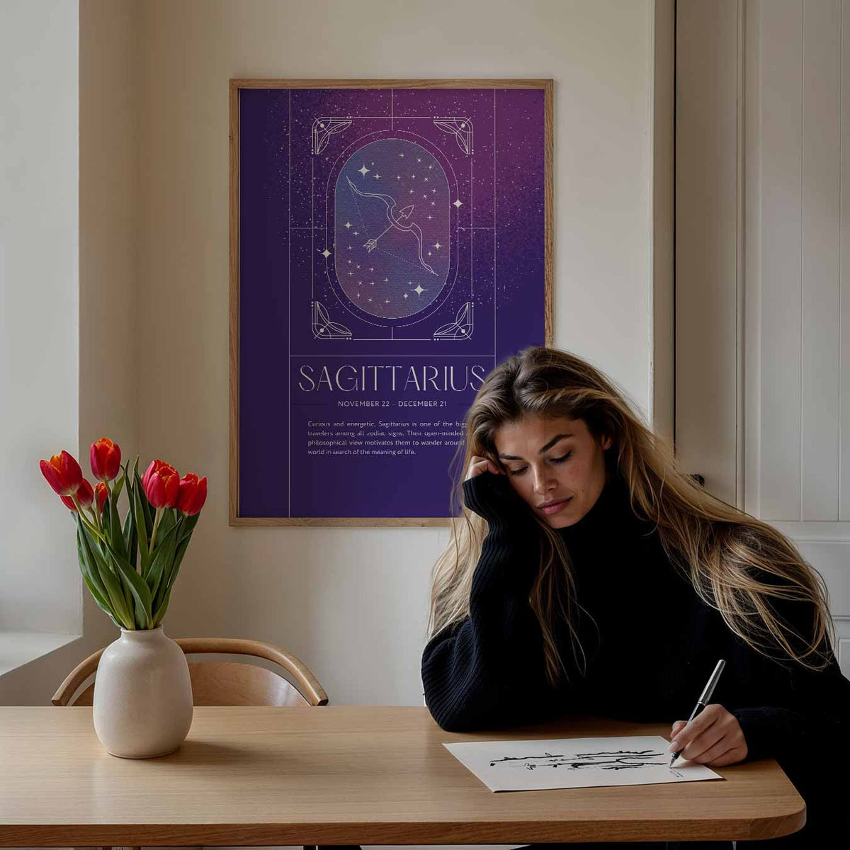 Sagittarius Zodiac – mindful portret poster, afbeelding 7