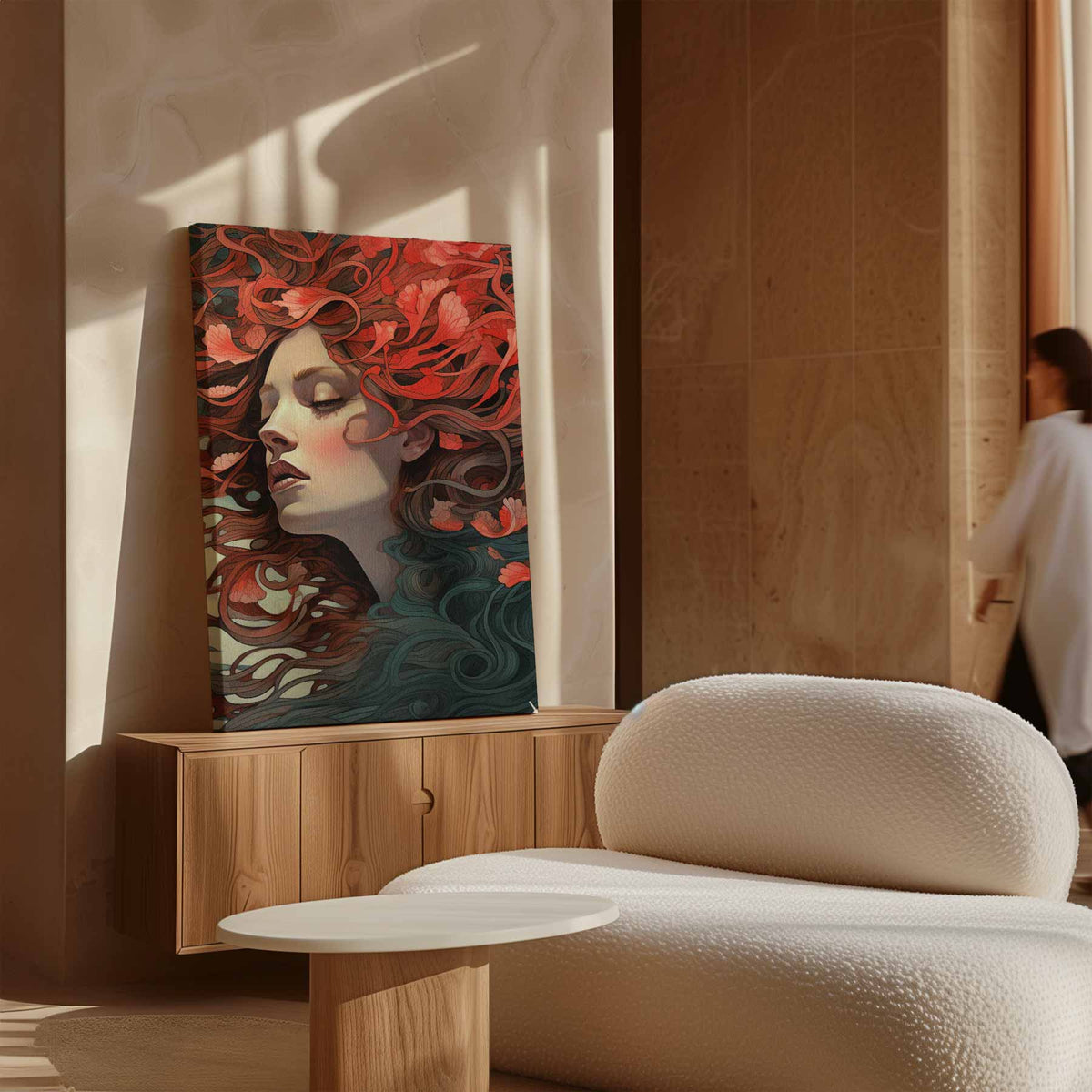 Dromerige Bloemenzee – modern portret kunstwerk van WallArtistic