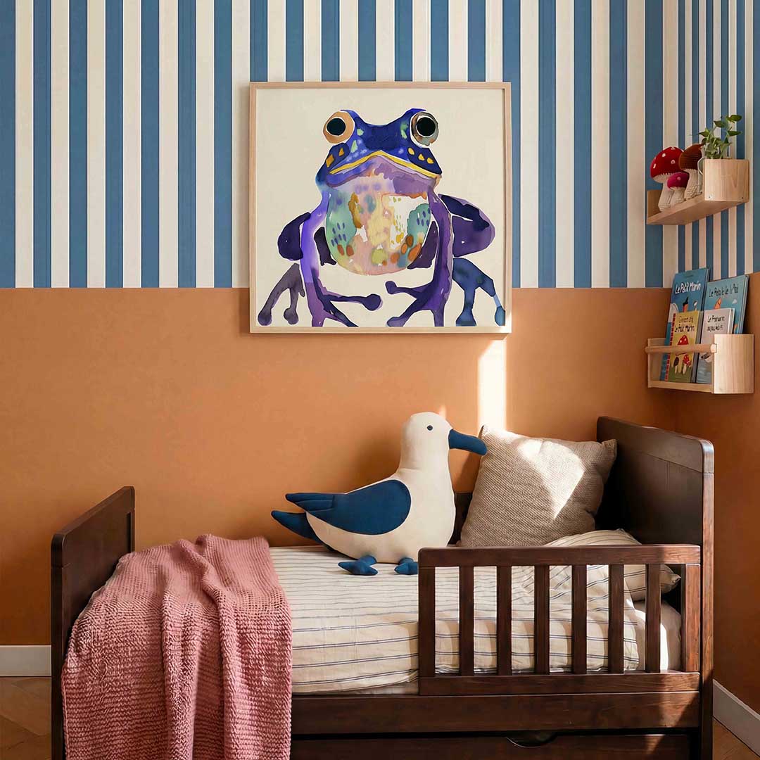 Kleurrijke kikker – kids poster in vierkant formaat